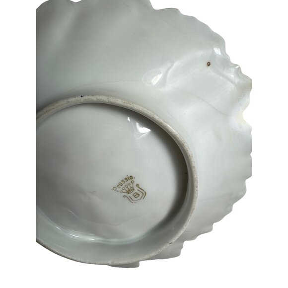 Vintage PRUSSIA B Lavender White Floral Gold Trim Leaf Trinket Candy Dish Bowl - Picture 8 of 9